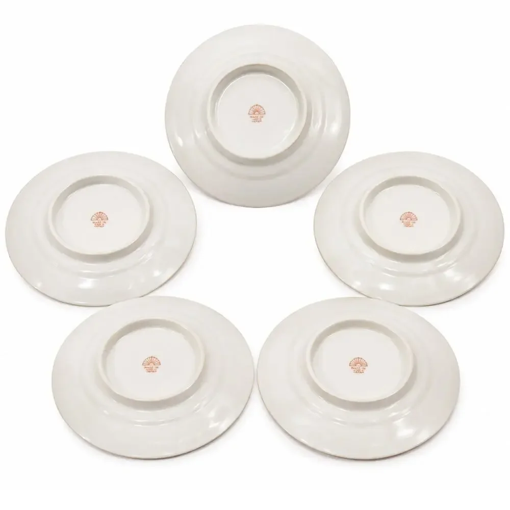 Vintage Japan Lusterware Dessert Plates Set 5 Gold Floral Iridescent 7.25